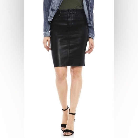 SAM EDELMAN “the Riley skirt” coated denim in jet black - Picture 1 of 7